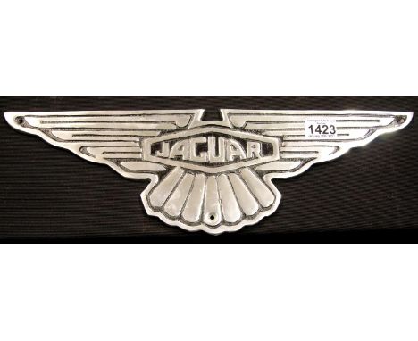 Chromed aluminium Jaguar sign, L: 49 cm. P&amp;P Group 2 (£18+VAT for the first lot and £3+VAT for subsequent lots) 