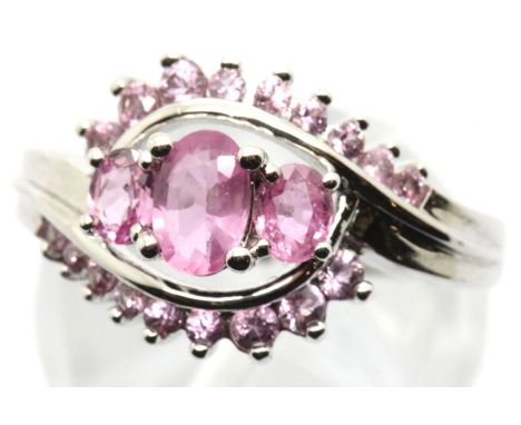Sterling silver pink tourmaline ring. Size O, 4.0g. P&amp;P Group 1 (£14+VAT for the first lot and £1+VAT for subsequent lots