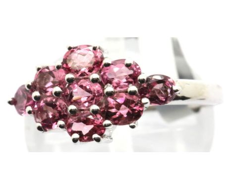 Sterling silver pink tourmaline ring. Size O, 2.6g. P&amp;P Group 1 (£14+VAT for the first lot and £1+VAT for subsequent lots