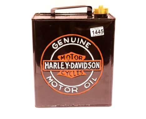 Harley Davidson black petrol can, H: 28 cm. P&amp;P Group 3 (£25+VAT for the first lot and £5+VAT for subsequent lots) 