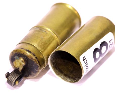 Brass shell case formed Trench Art lighter. P&amp;P Group 1 (£14+VAT for the first lot and £1+VAT for subsequent lots) 