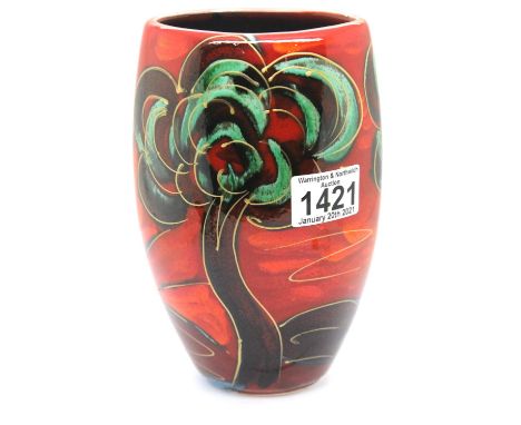 Anita Harris Deco Tree vase, signed in gold, H: 19 cm. P&P Group 2 (£18+VAT for the first lot and £3+VAT for subsequent lots)