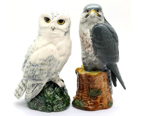 Royal Doulton Snowy Owl and Peregrine Falcon figurines. Owl H: 18 cm, Falcon H: 19 cm. P&P Group 2 (£18+VAT for the first lot