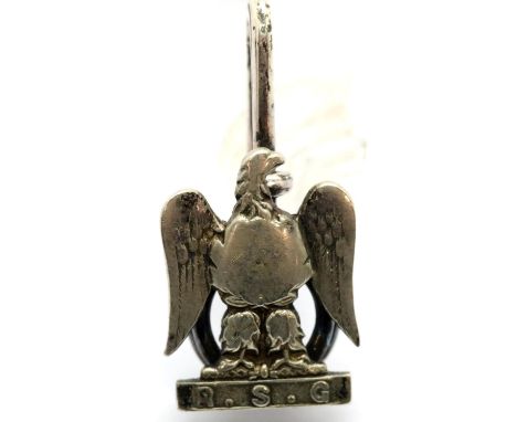 Royal Scots Greys silver clip mounted badge. P&amp;P Group 1 (£14+VAT for the first lot and £1+VAT for subsequent lots) 