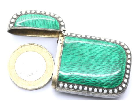 Norwegian enamelled sterling silver vesta case, 4.5 x 3 cm, 30g. P&P Group 1 (£14+VAT for the first lot and £1+VAT for subseq