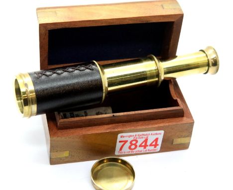 Cased two draw brass telescope in a Nautical themed box. P&amp;P Group 1 (£14+VAT for the first lot and £1+VAT for subsequent
