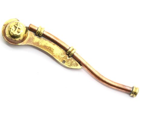 Brass and copper Bosons whistle, L: 12 cm. P&amp;P Group 1 (£14+VAT for the first lot and £1+VAT for subsequent lots) 