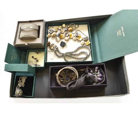 A Quantity of Silver Jewellery, including various pendants, earrings, bangles, necklaces etc; a fancy link necklace; a Clogau