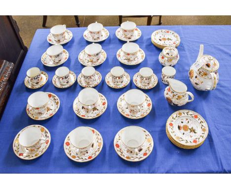 A Royal Crown Derby Porcelain "Gadroon Rose Pattern" Imari Tea and Coffee Set, 1977 and other dates, comprising:teapotmilk ju