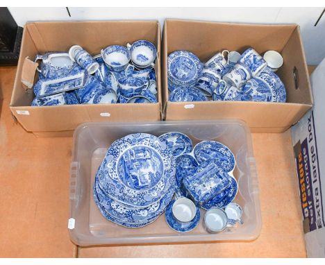 A Quantity of Spode Blue and White Pottery, 20th Century, mainly Italian landscapes (three boxes)