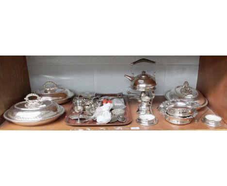 A Collection of Assorted Silver and Silver Plate, the silver including dressing-table items, the silver plate including entre