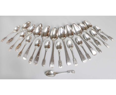 A Collection of George III and Later Silver Flatware, Newcastle, comprising 4 Old English pattern table-spoons, variously eng