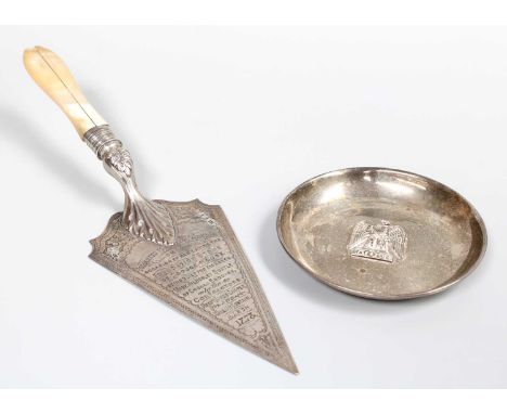 A Victorian Silver and Mother-of Pearl Trowel, by George Unite, Birmingham, 1877, the blade tapering and engraved 'Presented 