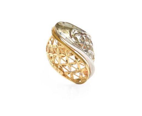 A Bi-Colour Floral Motif Ring, by Ungari, with applied plaque stamped '750', finger size N1/2Gross weight 7.7 grams.