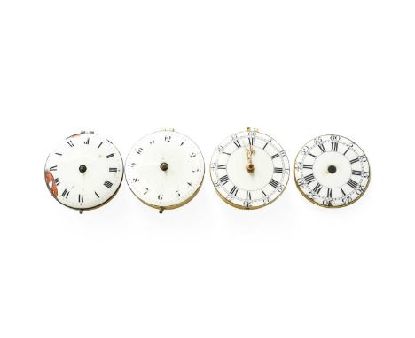 Three 18th Century Pocket Watch Movements, signed Ellicott, London, single chain fusee cylinder movement signed and numbered 