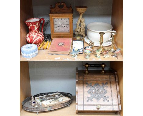 A Collection of Assorted Silver and Silver Plate, including silver teaspoons and a silver plate gallery-tray on ball and claw