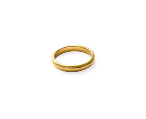 A 22 Carat Gold Band Ring, finger size LGross weight 4.3 grams.