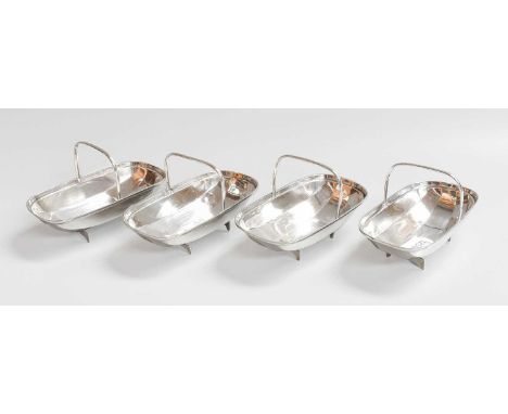 A Set of Four George V Silver Salt-Cellars, by John Collard Vickery, Sheffield, 1914, realistically modelled as a Sussex trug