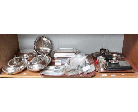 A Collection of Assorted Silver and Silver Plate, the silver including two christening-mugs; flatware and a cigarette-case, w