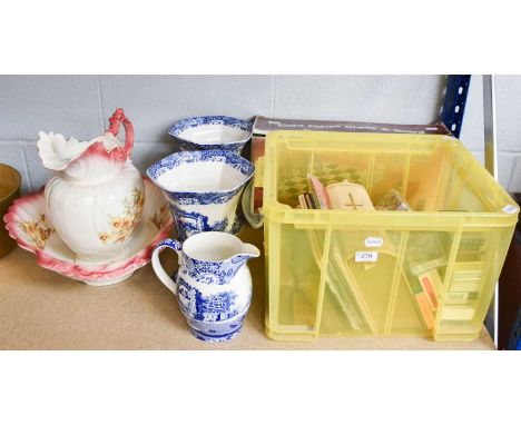 Miscellaneous, including a pair of Spode Italian Pattern Vases, a boxed chess set and board, assorted sets of playing cards, 