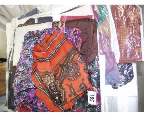 12 vintage silk scarves and 3 other vintage scarves.