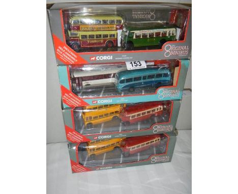 Four Corgi 176 scale Original Omnibus die cast two model bus box sets.