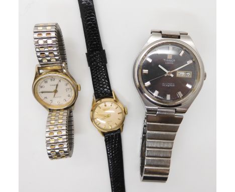 Two ladies Tissot watches together with a gents Tissot watch Condition Report: Gents; winds and is ticking, mainly minor dink