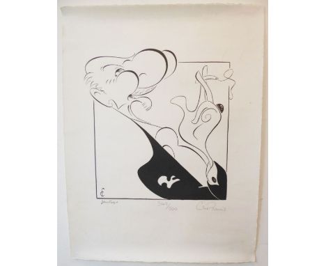 CLIVE FRANCIS - a limited edition (349/500) monochrome caricature print of John Gielgud, signed in pencil lower right (full s