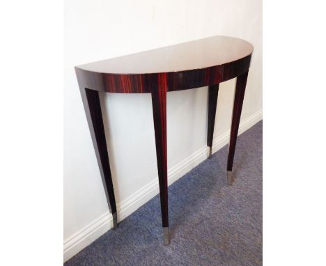 The J. Robert Scott, Inc. 'Timothy' demi-lune console: designed by Sally Serkin Lewis, high polish macassar ebony veneer, hal