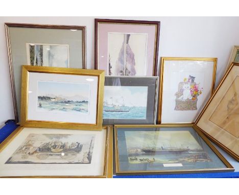 A good and interesting selection of framed and glazed pictures and prints to include a signed estuary scene, a Lakeland scene