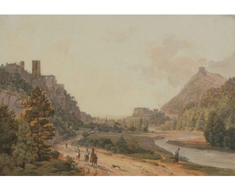 Ender, Thomas(1793 Wien 1875), zugeschriebenDas Helenental bei Baden, mit dem Schloss Weilburg. Aquarell. 14,3x20,9 cm. Gerah