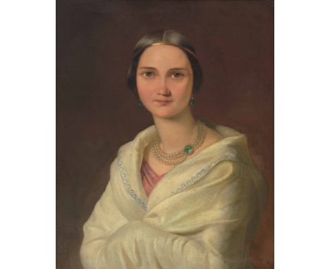 Mokritsky, Apollon Nikolaevich(Pyrjatyn 1810–1870 Moskau)Portrait einer jungen Frau. 1842. Öl auf Leinwand. Unten links kyril