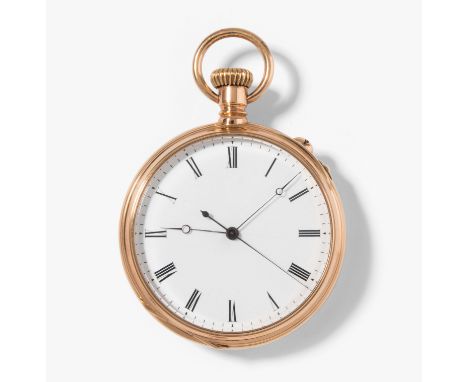 Gold-Taschenuhr mit springender Sekunde, Genf, um 1880/90Glattes 750 Gelbgold-Gehäuse mit Patek Philippe Punze und nummeriert