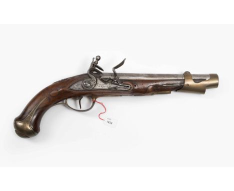 SteinschlosspistoleZürich, 2. Hälfte 18. Jh. Wohl vor 1830 überarbeitete Privatwaffe eines Offiziers, ähnlich dem französisch