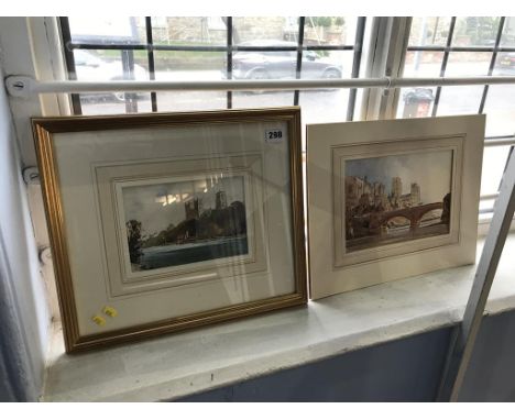 A pair of watercolours by Tommy Wilkinson, Durham Cathedral