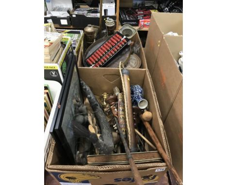 Two boxes of assorted, to include an abacus etc.