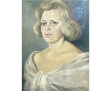 Grace M. Holland, oil on canvas, dated 1964, 'Portrait', 50 x 40cm