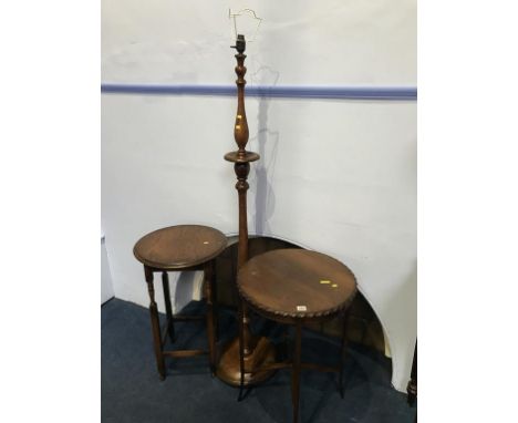 Two occasional tables and a standard lamp