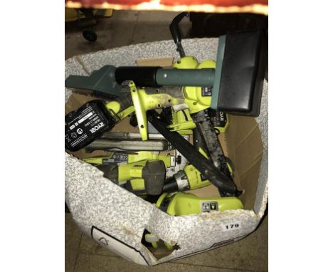 A quantity of Ryobi tools