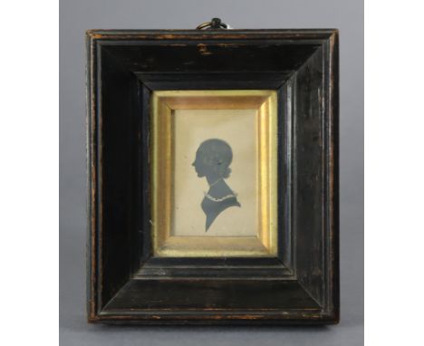 An early 19th century silhouette portrait miniature inscribed to reverse “Jane Dickson, 1827”, on paper with hand-painted col