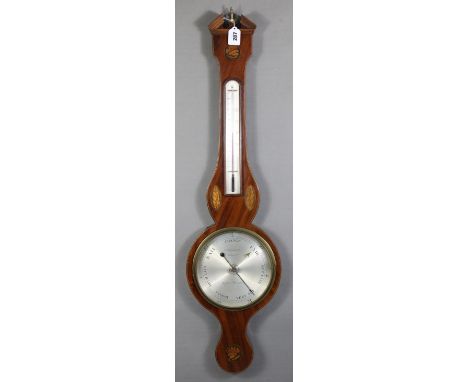 A 19th century banjo barometer with 8” silvered dial engraved “C. Vanetti &amp; Co., 29 High St., Brighton, Warranted”, with 