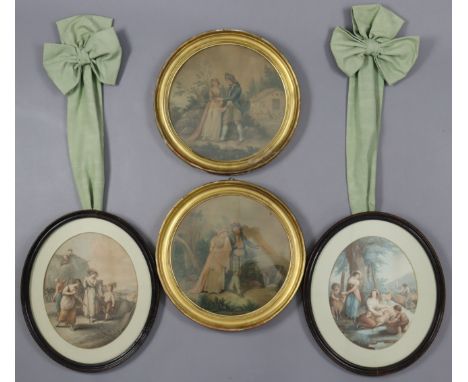 F. BARTOLOZZI. A pair of late 18th century coloured engravings “JEMMY’S FAREWELL” &amp; “JEMMY’S RETURN” after JOHN HODGES BE