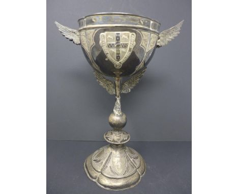 A Victorian silver trophy for Cambridge University Athletics Sports 'Three Miles Race 1869', by Charles Frederick Hancock, Lo