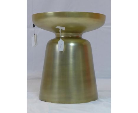 A contemporary gilt cast aluminum lamp table/stool, H.42 D.38cm 