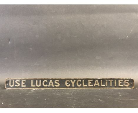 An early Lucas Cyclealities embossed shelf strip.