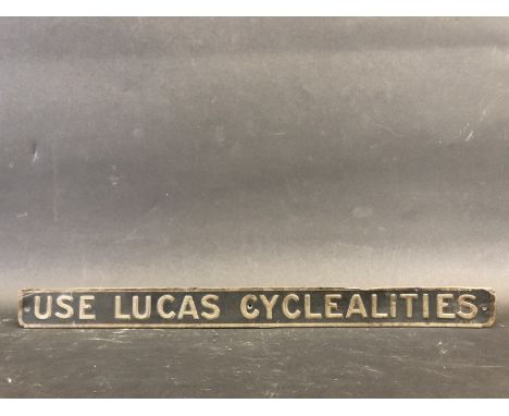 An early Lucas Cyclealities embossed shelf strip.