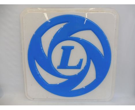 A British Leyland plastic garage forecourt illuminated lightbox panel, 38 x 38".