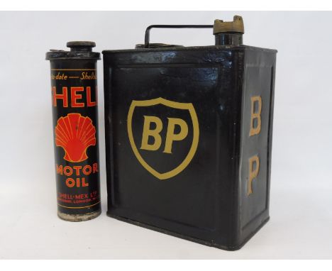 A BP Duo can dated 1932, with excellent Shell oil insert.