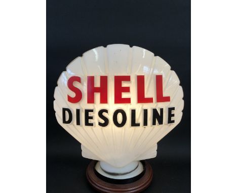 A Shell Diesoline galss petrol pump globe by Hailware, fully stamped underneath 'Property of Shell-mex &amp; B.P. Ltd. Retuna