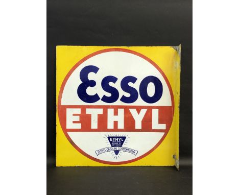 An Esso Ethyl double sided enamel sign with hanging flange, in excellent condition, 22 x 22".